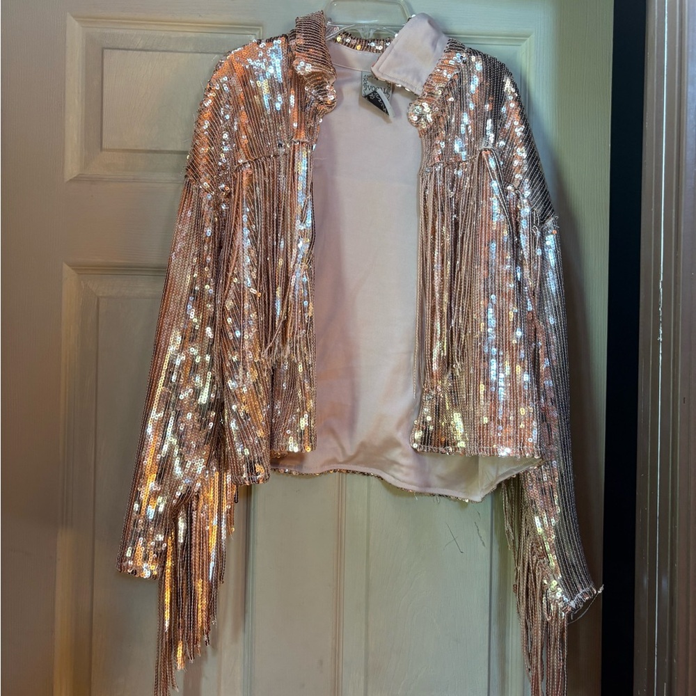 Vocal Silver Sequin Blazer Statement Piece - image 1